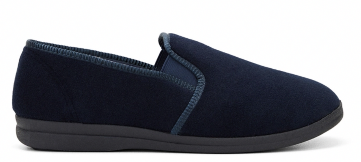 GROSBY Percy Mens Slippers - Navy Blue (Casual Slip-On Indoor/Outdoor Shoes)