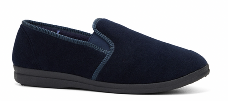 GROSBY Percy Mens Slippers - Navy Blue (Casual Slip-On Indoor/Outdoor Shoes)