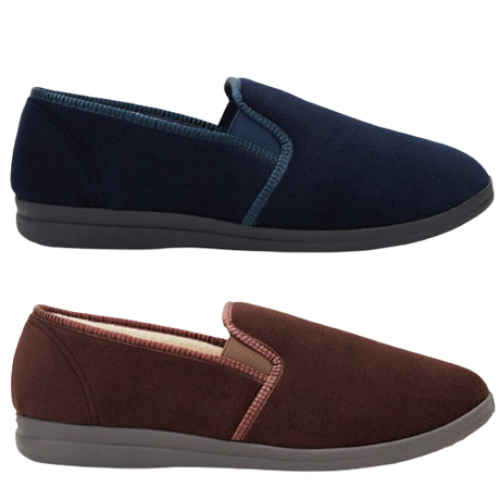 GROSBY Percy Mens Slippers Shoes Indoor Outdoor Casual Slipper Moccasins - Chocolate