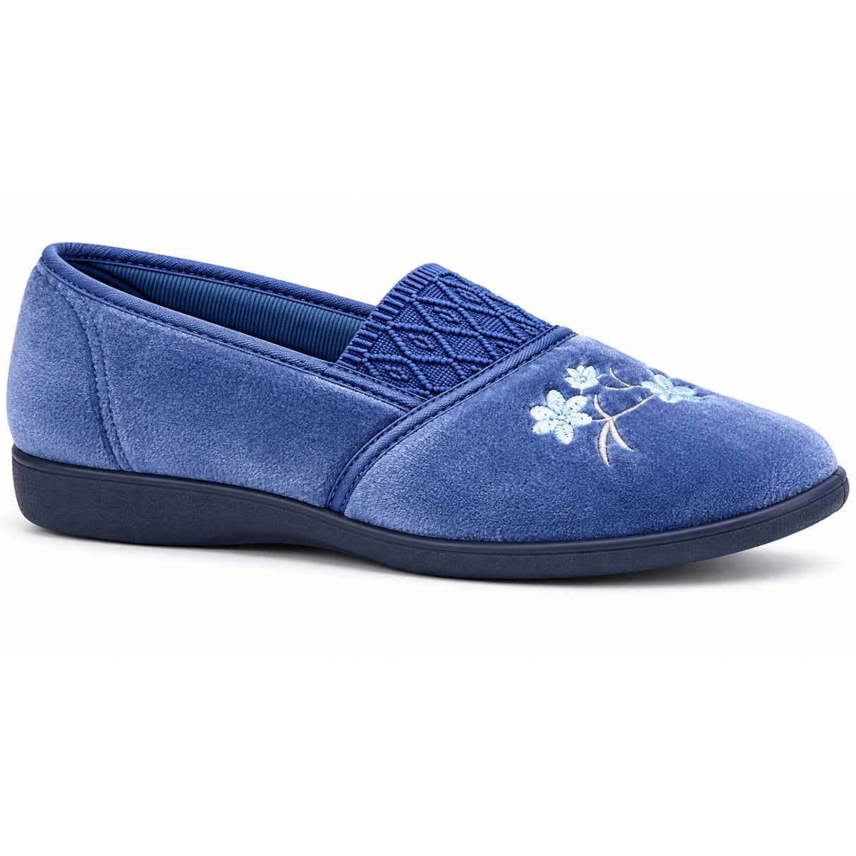 GROSBY SASHA (GA) Womens Slippers - Mid Blue (Slip-On Ladies Winter Flats)
