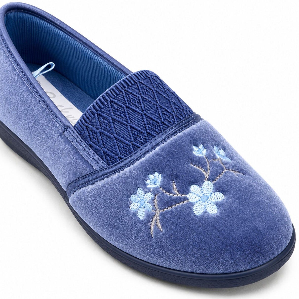 GROSBY SASHA (GA) Womens Slippers - Mid Blue (Slip-On Ladies Winter Flats)