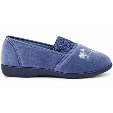 GROSBY SASHA (GA) Womens Slippers - Mid Blue (Slip-On Ladies Winter Flats)
