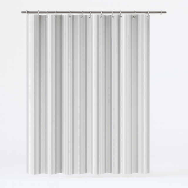 Jacquard Polyester Shower Curtain in White Stripe – 180x180cm with Rings