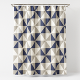 Blue Diamond Printed Polyester Shower Curtain - 180x180cm (Rings Included)