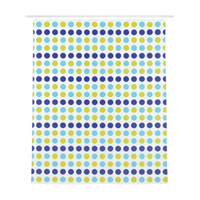 Shower Curtain in Blue and Green Polka Dot Print – 180 x 180cm Polyester