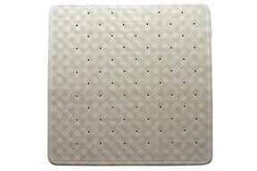 Square Anti Slip Loofah Shower Rug Non Slip Rubber Bath Mat  - Beige