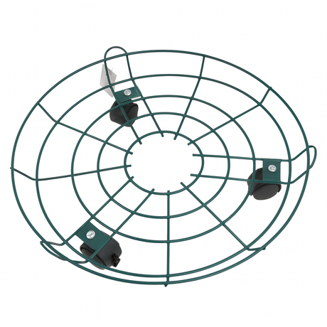 40cm Plant Pot Stand with Wheels Metal Garden Trolley Caddy Plate