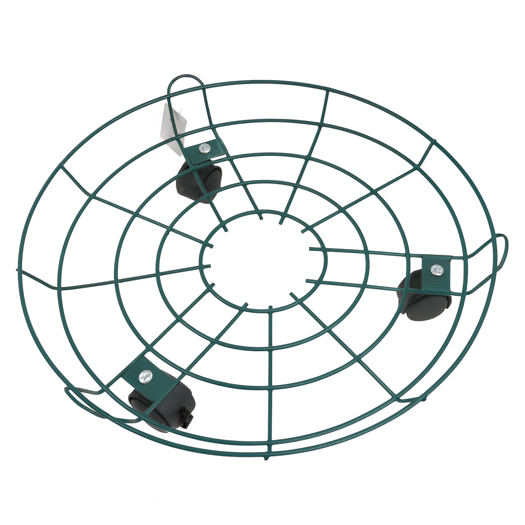 40cm Plant Pot Stand with Wheels Metal Garden Trolley Caddy Plate