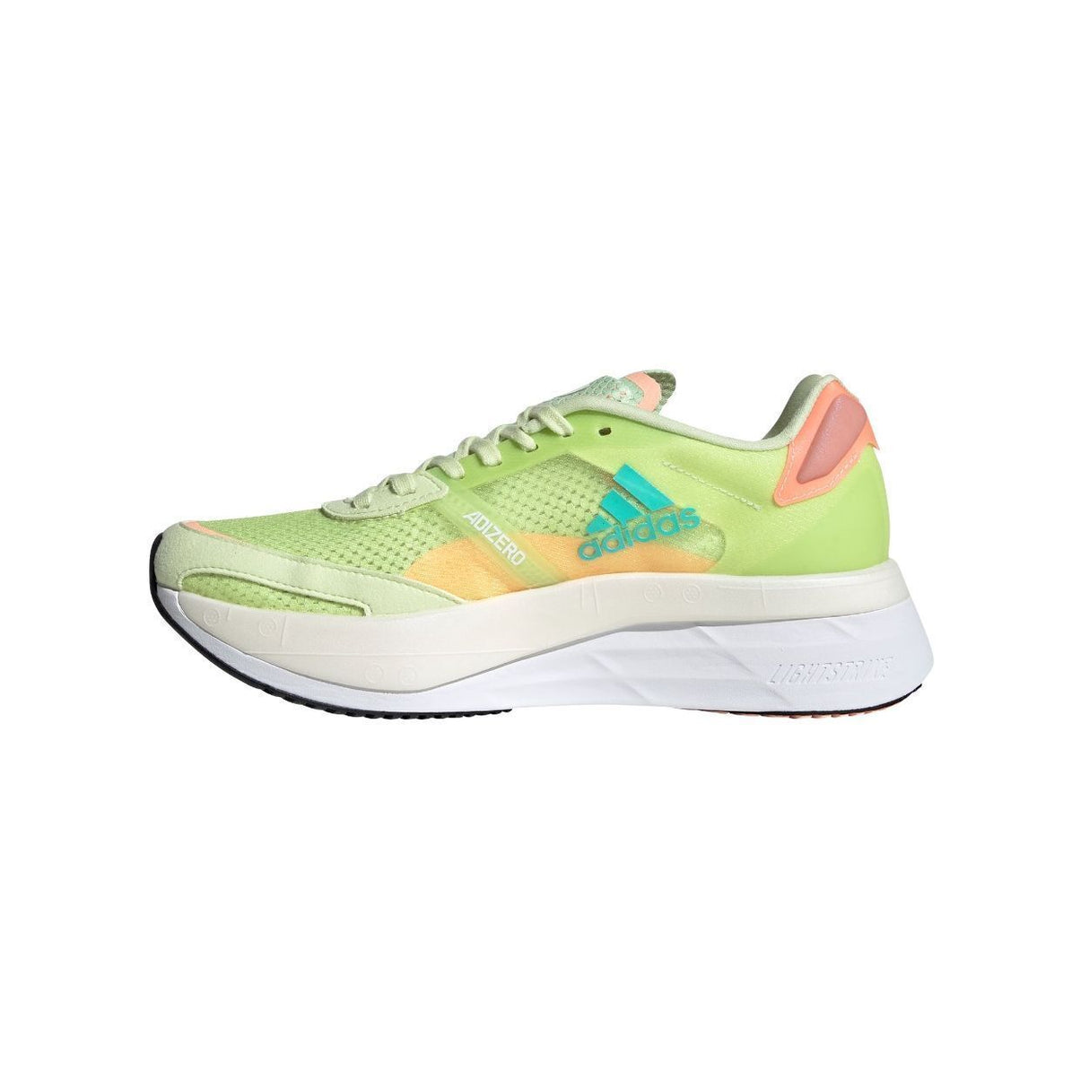 Adidas Womens Adizero Boston 10 Running Shoes - Lime/Mint/Orange (Athletic Sneakers)