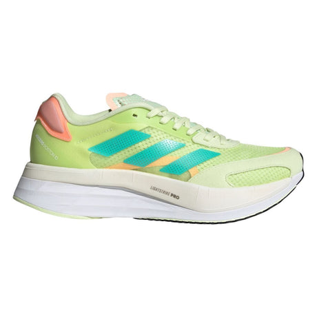 Adidas Womens Adizero Boston 10 Running Shoes - Lime/Mint/Orange (Athletic Sneakers)