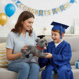 Bocchetta Flint 35cm Lying Graduation Staffy Plush Toy - Grey (Stuffed Animal Dog Grad Gift)