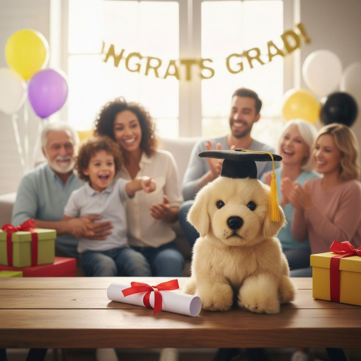 Bocchetta Maple 30cm Lying Graduation Golden Retriever Puppy Plush Toy (Stuffed Animal Dog Grad Gift)