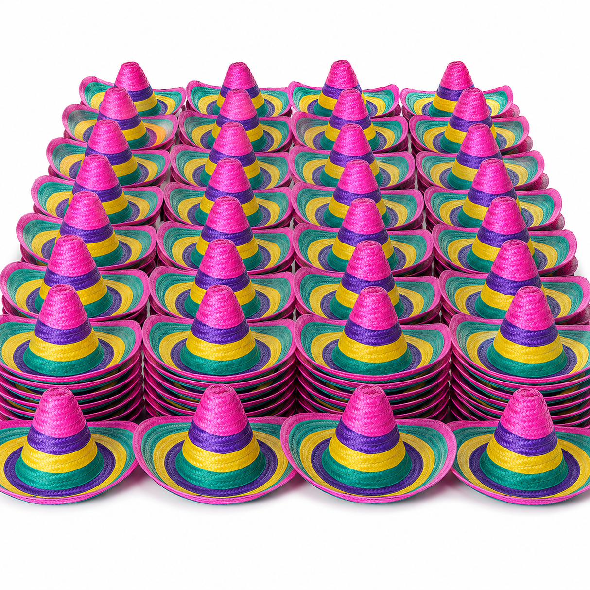 100x Rainbow Mexican Sombrero Hat Bulk Pack - Gay Pride/LGBTQ+ Party Costume