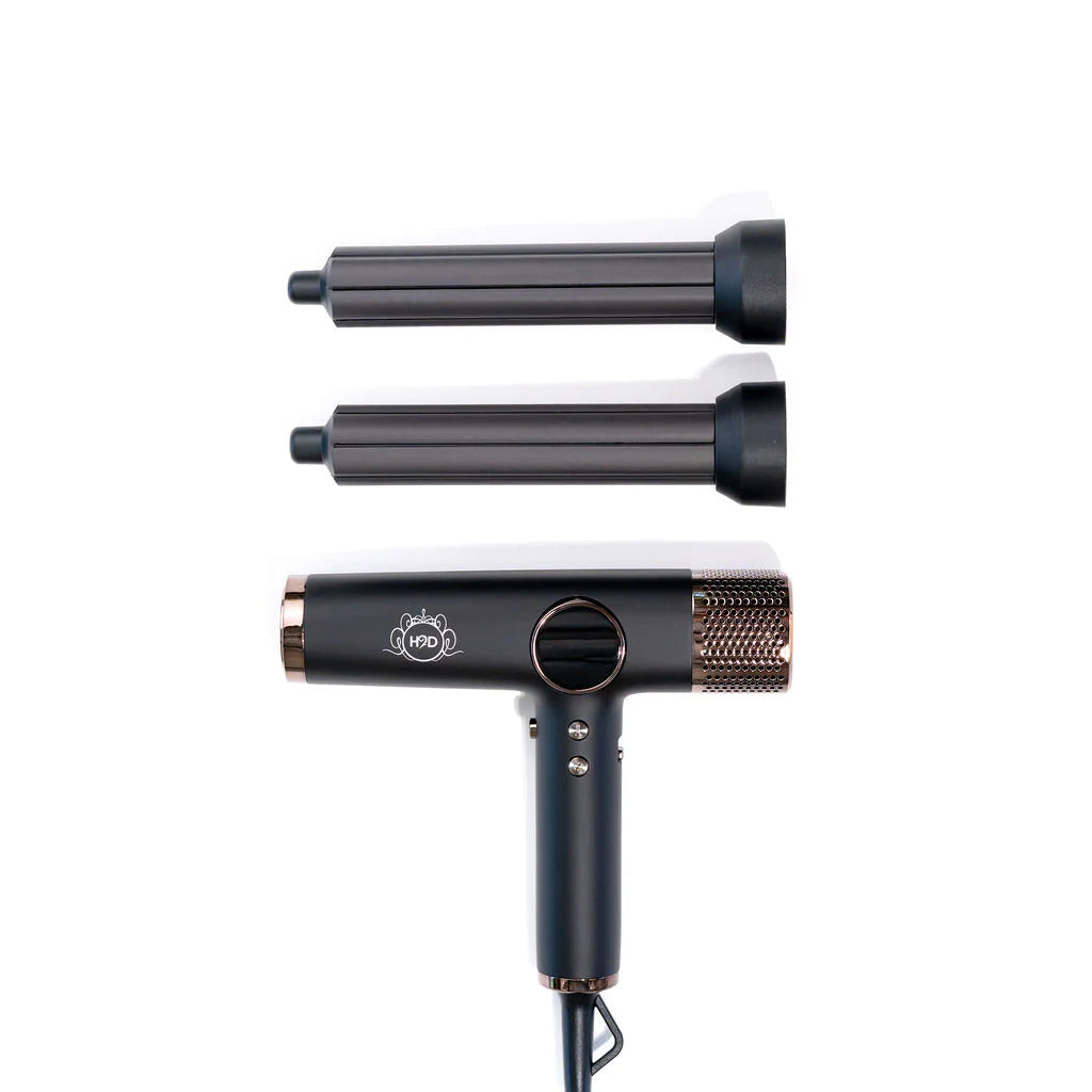 H2D 4-in-1 Ionic Magnetic Hairdryer + Styler Styling Iron - Black