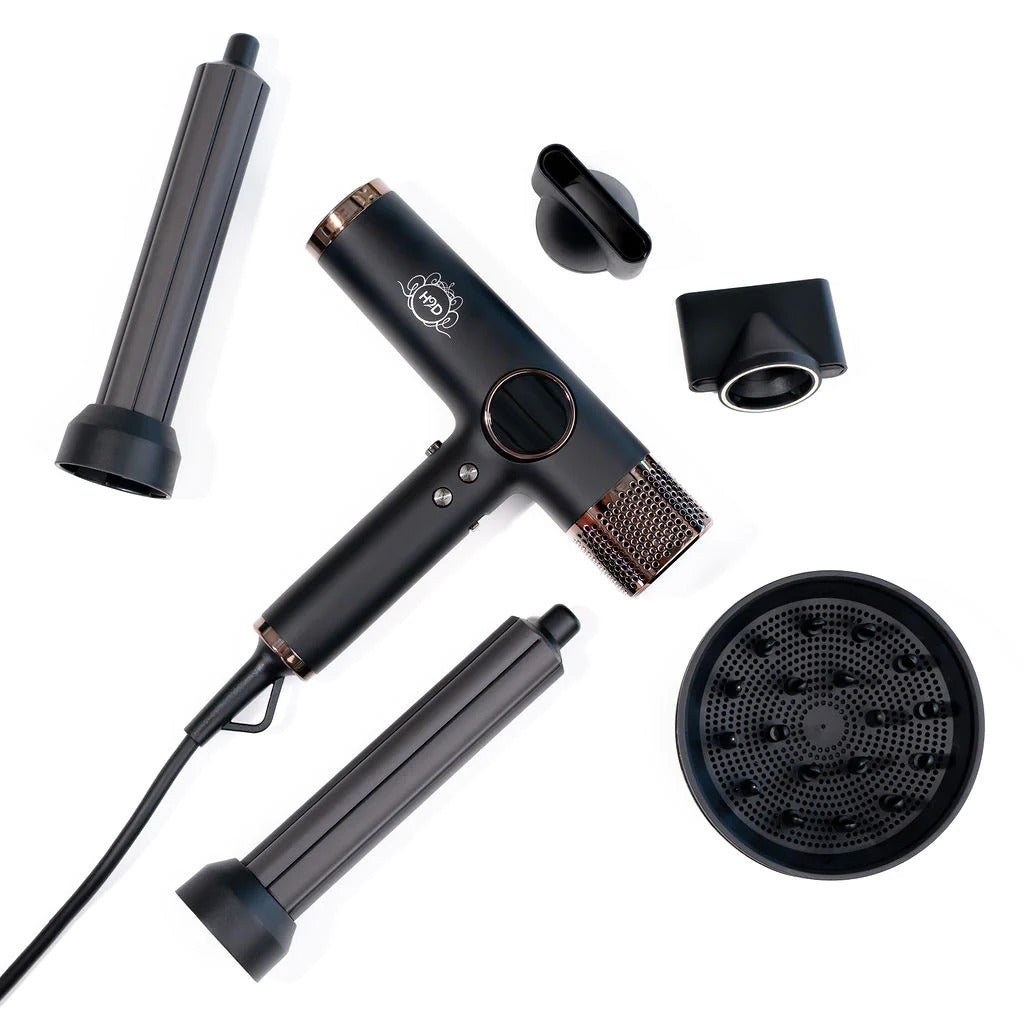 H2D 4-in-1 Ionic Magnetic Hairdryer + Styler Styling Iron - Black