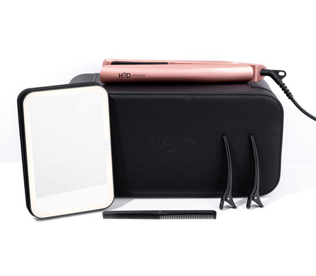 H2D Opulence Professional Ionic Hair Straightener w/ LED Mirror in Rose Gold