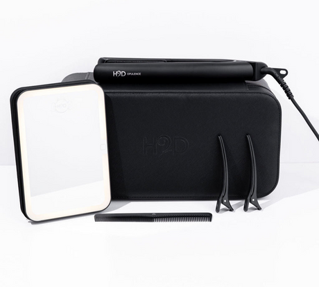 H2D Opulence Professional Ionic Hair Straightener w/ LED Mirror in Satin Black
