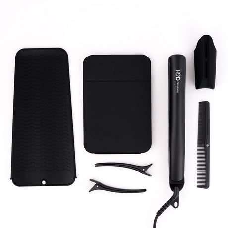 H2D Opulence Professional Ionic Hair Straightener w/ LED Mirror in Satin Black