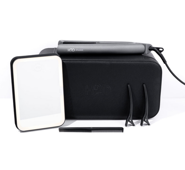 H2D Opulence Professional Ionic Hair Straightener w/ LED Mirror in Space Grey