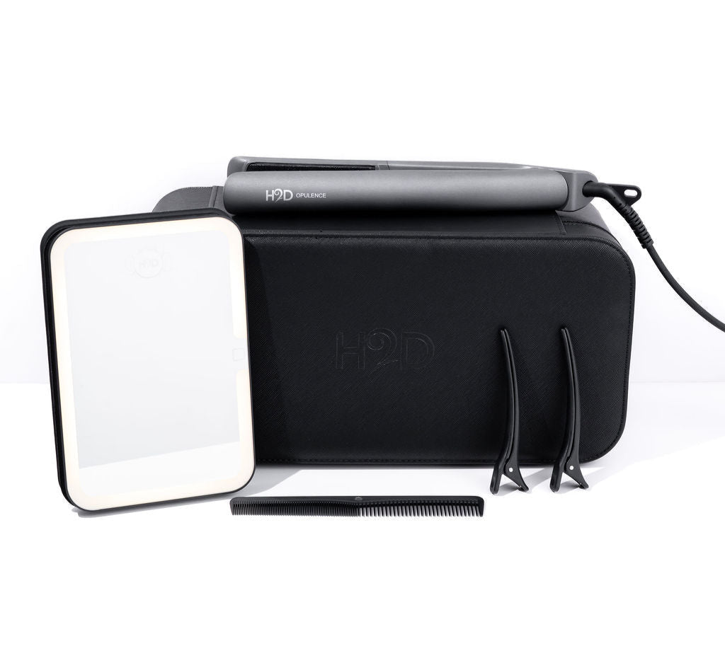H2D Opulence Professional Ionic Hair Straightener w/ LED Mirror in Space Grey