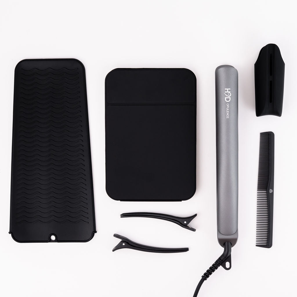 H2D Opulence Professional Ionic Hair Straightener w/ LED Mirror in Space Grey