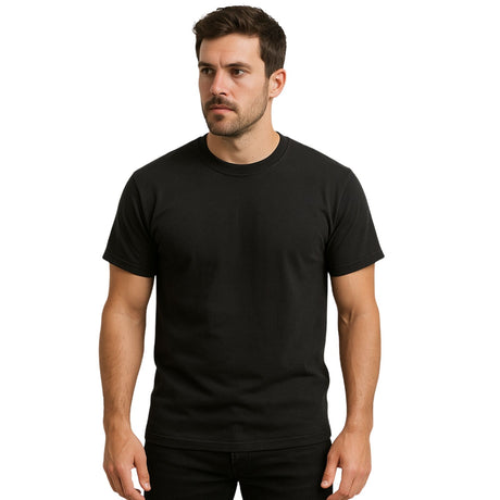 Hammer House Plain Mens 100% Cotton T-Shirt Top Short Sleeve in Black