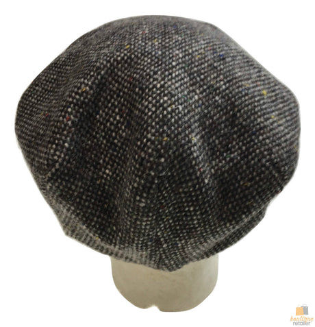 Hanna Hats Mens Irish Country Vintage Tweed Flat Cap - Grey (Wool Lined Ivy Hat)