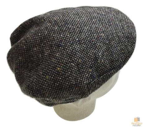 Hanna Hats Mens Irish Country Vintage Tweed Flat Cap - Grey (Wool Lined Ivy Hat)