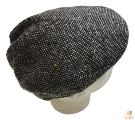 Hanna Hats Mens Irish Country Vintage Tweed Flat Cap - Grey (Wool Lined Ivy Hat)