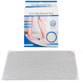Anti Slip Loofah Shower Rug - Non Slip Carpet Bath Mat - Grey