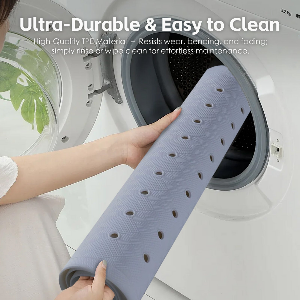 70×40 cm Anti‑Slip Grip Shower Rug Bath Mat w/ 100+ Suction Cups