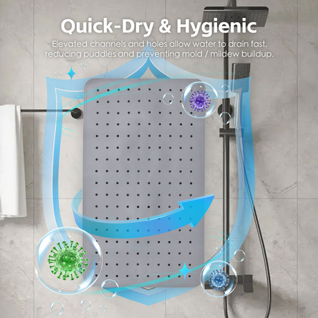 70×40 cm Anti‑Slip Grip Shower Rug Bath Mat w/ 100+ Suction Cups
