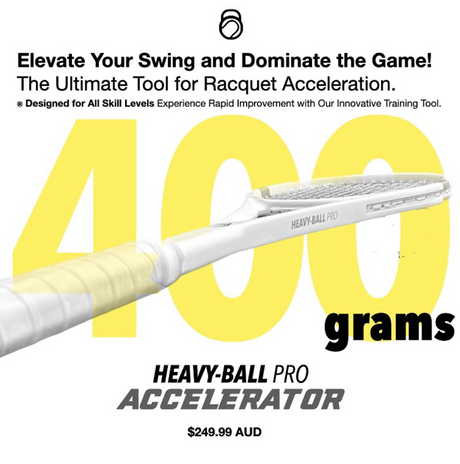 Heavy-Ball Pro Accelerator Training Tennis Racquet (400g) in White (Fully Strung)