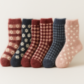 6x Womens Angora Wool Blend Socks - Soft & Warm (EU37-EU41)