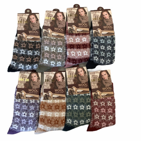 6x Womens Angora Wool Blend Socks - Soft & Warm (EU37-EU41)