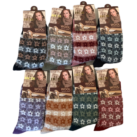 6x Womens Angora Wool Blend Socks - Soft & Warm (EU37-EU41)