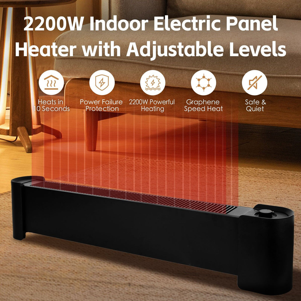 BR Home 2200W Graphene Floor Electric Heater – Fast Heating, Energy Efficient & Portable