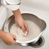 Stainless Steel Rice & Vegetable Washing Basket Drain Strainer Bowl for Kitchen in Silver