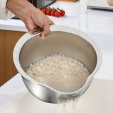 Stainless Steel Rice & Vegetable Washing Basket Drain Strainer Bowl for Kitchen in Silver