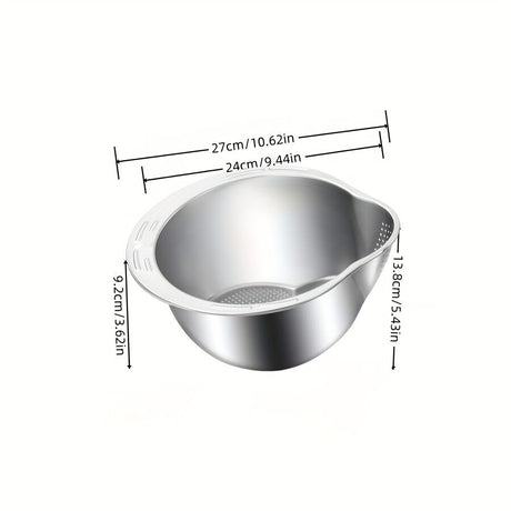 Stainless Steel Rice & Vegetable Washing Basket - Silver (Kitchen Drain Strainer)