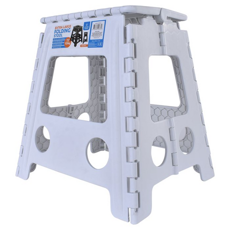 125kg Plastic Folding Step Stool 39cm Portable Chair Flat Indoor/Outdoor Home - White