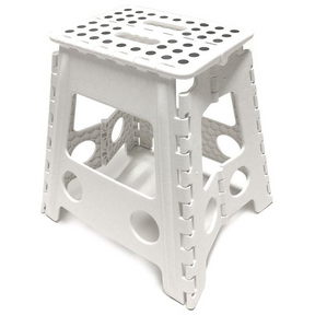 125kg Plastic Folding Step Stool 39cm Portable Chair Flat Indoor/Outdoor Home - White