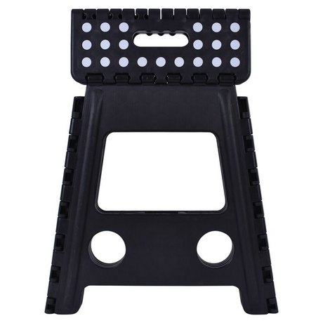125kg Plastic Folding Step Stool 39cm Portable Chair Flat Indoor/Outdoor Home - Black