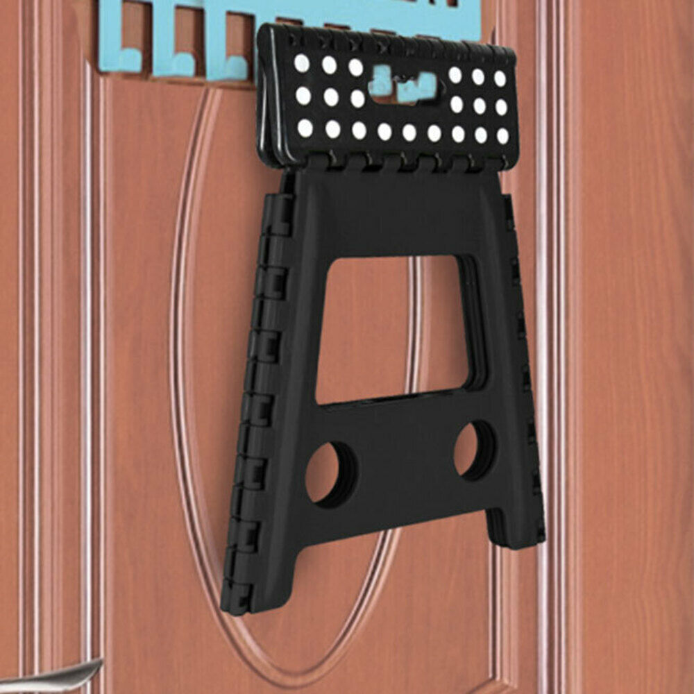 125kg 39cm Folding Step Stool - Black (Portable Plastic Foldable Indoor/Outdoor Chair)