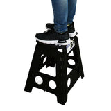 125kg Plastic Folding Step Stool 39cm Portable Chair Flat Indoor/Outdoor Home - Black