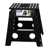 125kg 39cm Folding Step Stool - Black (Portable Plastic Foldable Indoor/Outdoor Chair)