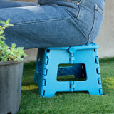 125kg Folding Step Stool Portable Plastic Foldable Chair Flat Outdoor (29x22cm) - Blue