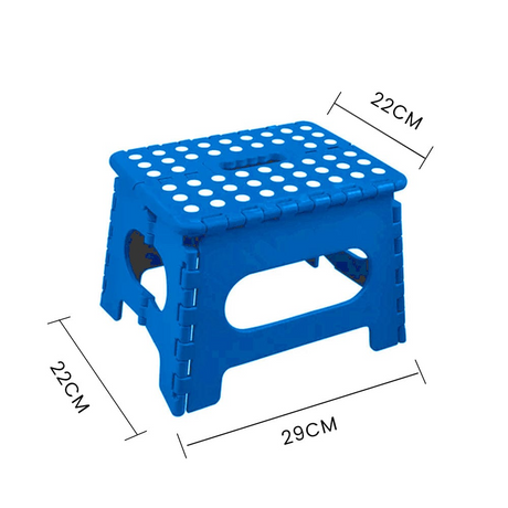 125kg Folding Step Stool Portable Plastic Foldable Chair Flat Outdoor (29x22cm) - Blue