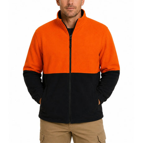 HI VIS Polar Fleece Full Zip Jumper - Orange (High Visibility Safety Workwear Jacket)