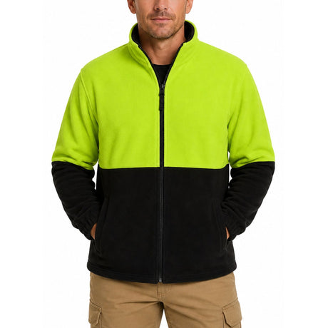 HI VIS Polar Fleece Full Zip Jumper - Yellow (High Visibility Safety Workwear Jacket)